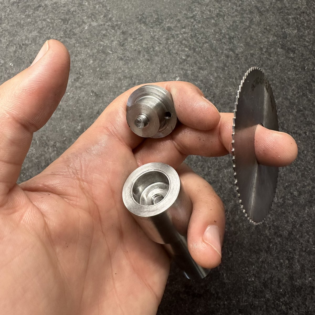 RIP my shop made slitting saw arbor. Next one will make the threaded shaft be about 3x the diameter. Dunno what I was thinking there but the cutting forces twisted the narrow shaft apart.