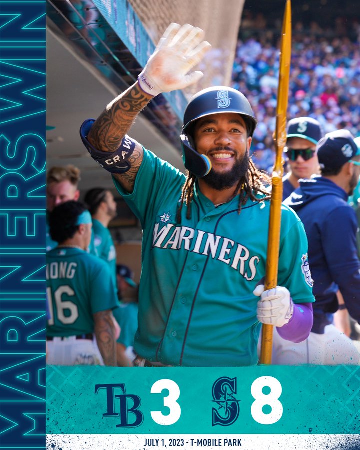Mariners win! Final: Mariners 8, Rays 3 July 1, 2023 – T-Mobile Park