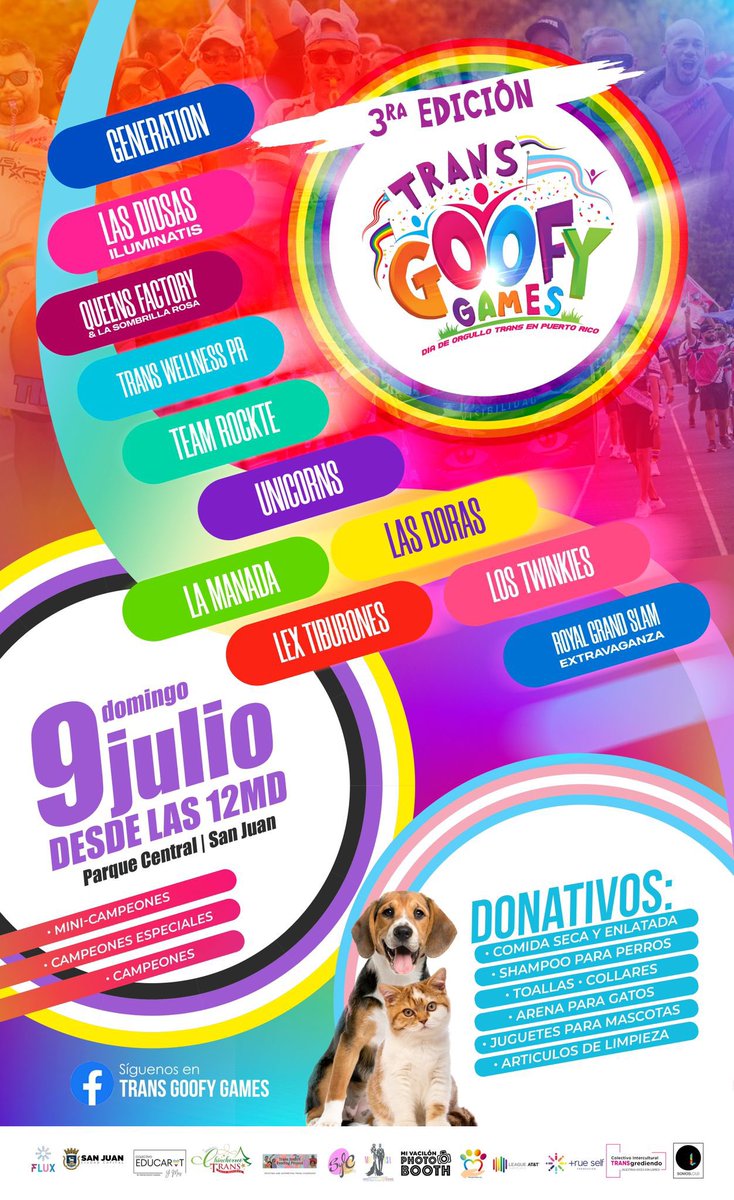 GoofyTrans's tweet photo. Te esperamos en TransBoquerón en nuestra 1er Trans Goofy Games 🏳️‍⚧️ desde las 12:00 pm Parque Central San Juan el 9 de Julio 2023 🏳️‍🌈🇵🇷🏳️‍⚧️ https://t.co/9B5ySohEt1