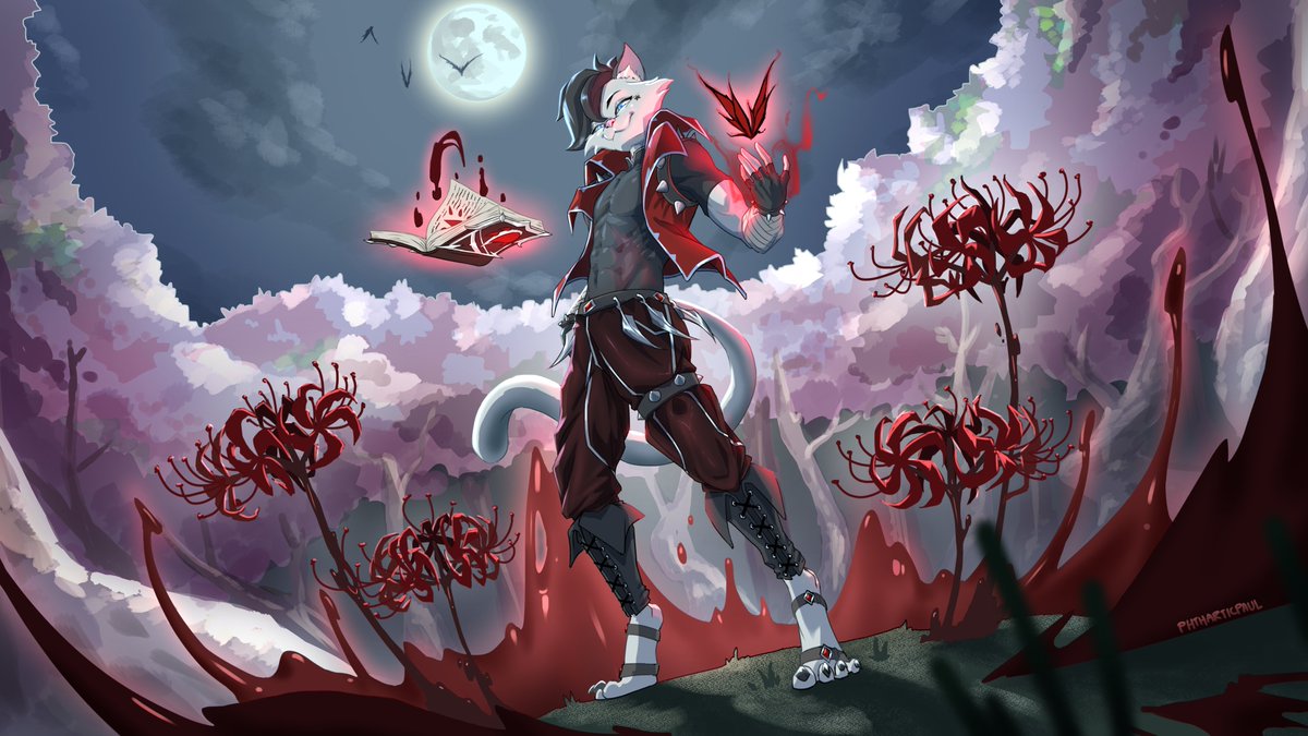 Under the harvest moon, Alios flourishes his magic, a sea of blood soaked lilies springs forth~

Amazing artwork created by the absolutely talented and incredible @phtharticpaul. Please commission him if you have the chance to. I had a great experience.