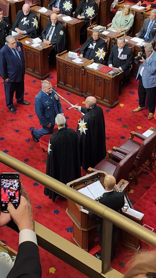 AdamKSTJ's tweet photo. So it is all official, I was Knighted 🗡️ today @SenateCA by the @StJohnINTL Lord Prior @Markatthefarm and our @SJA_Canada Chancellor @DrALevesque. 

Humbling moment after 30 years of service to @SJAOntario &amp; @SJANiagaraMFR.

Grateful to all my family &amp; friends for your support. https://t.co/OtF43sEAwl