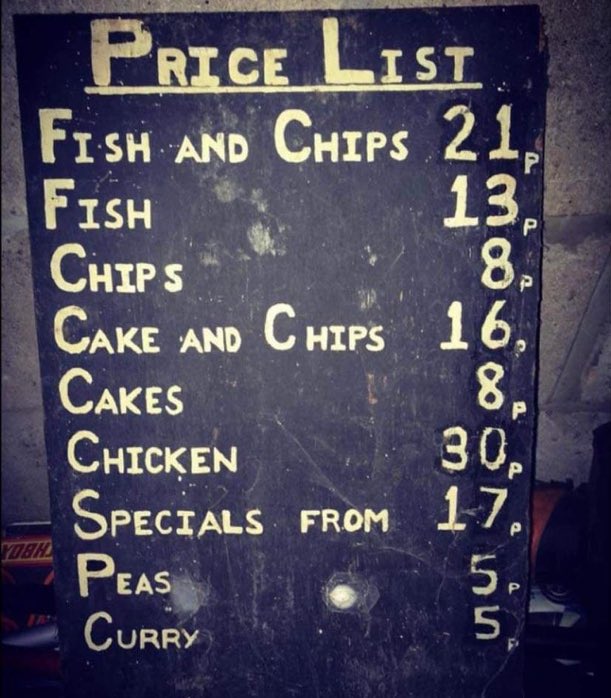 Chippy prices in 1976.