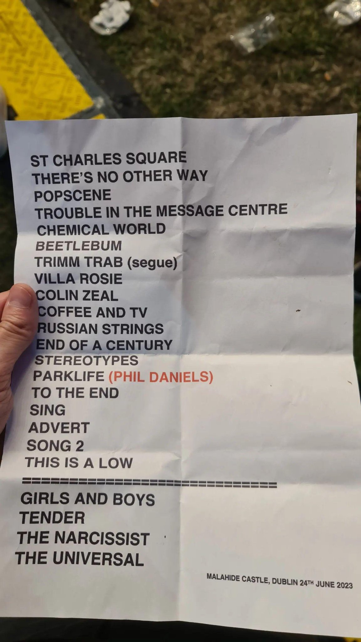 Blur Fan Club on Twitter "Tonight's Dublin setlist! https//t.co