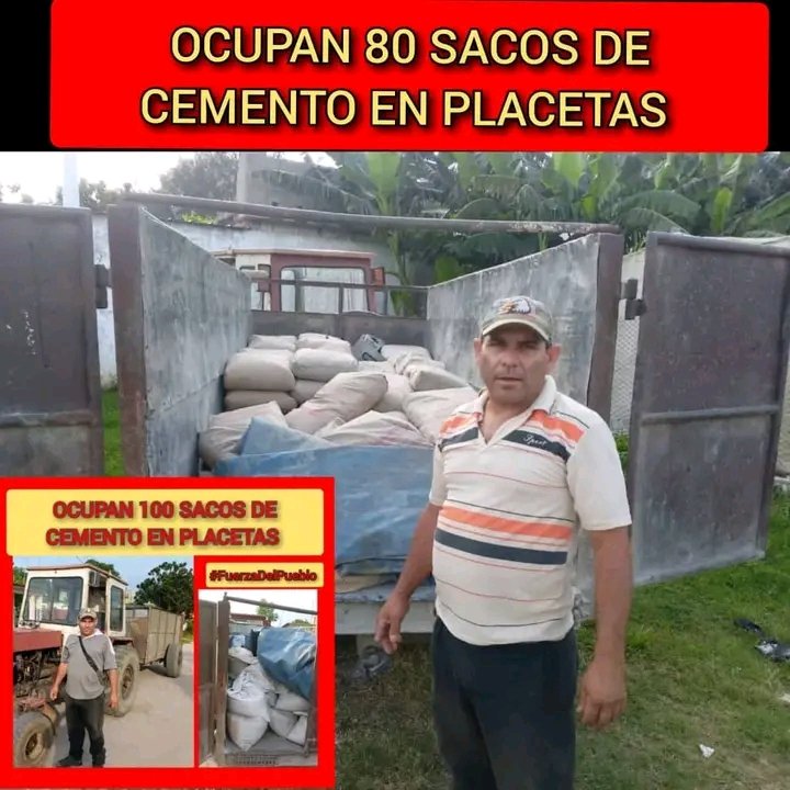 💥OCUPAN 80 SACOS D CEMENTO A REVENDEDOR ILEGAL en PLACETAS VC ‼️

volvieron a coger x 2da ocasión al mismo ciudadano q ya el pasado 5-5 había atrapado con 100 sacos d cemento. 
Al pueblo cubano SE RESPETA! 
VOLVIÓ A PERDER CONTRA LA POLICÍA! 
#JuntarYVencer