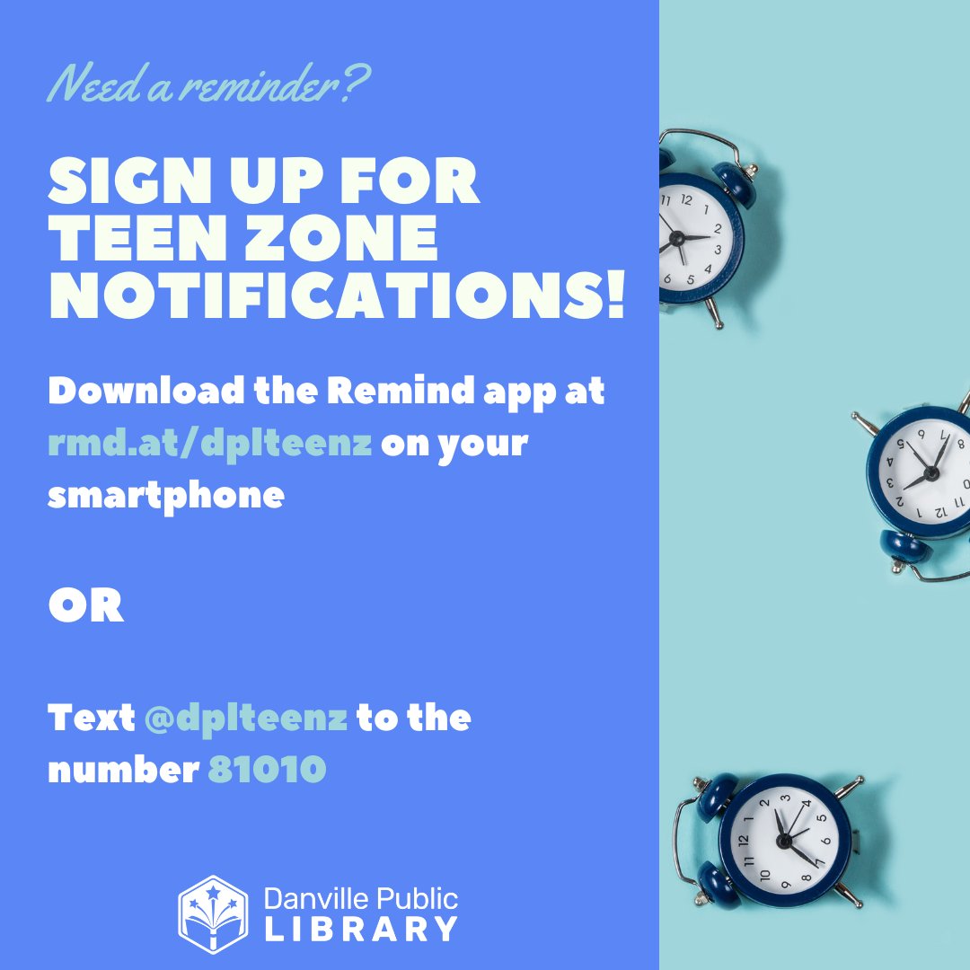 Danville Public Library on Twitter "Keep track of our teen programs