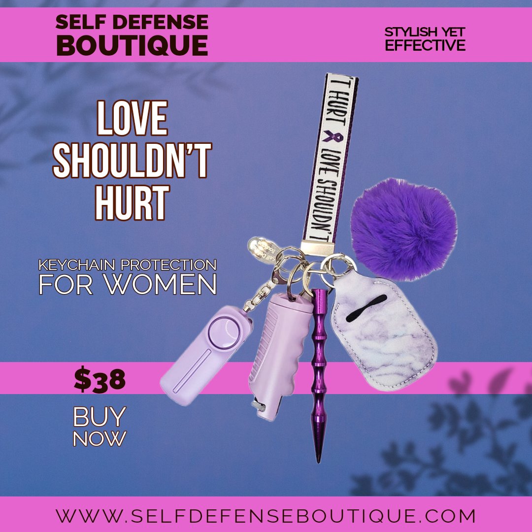 LOVE SHOUDN’T HURT – Keychain protection for women. 💖 Get it now! #selfdefensekeychain #protectyourself #selfdefensetools #safetyfirst