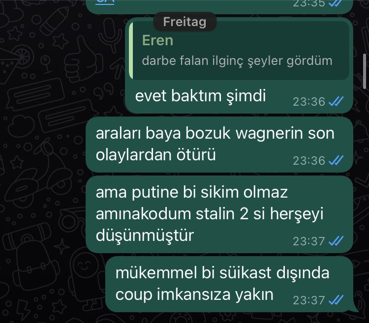 beni acil istihbarata alın abi harcanıyoruz (freitag=cuma)