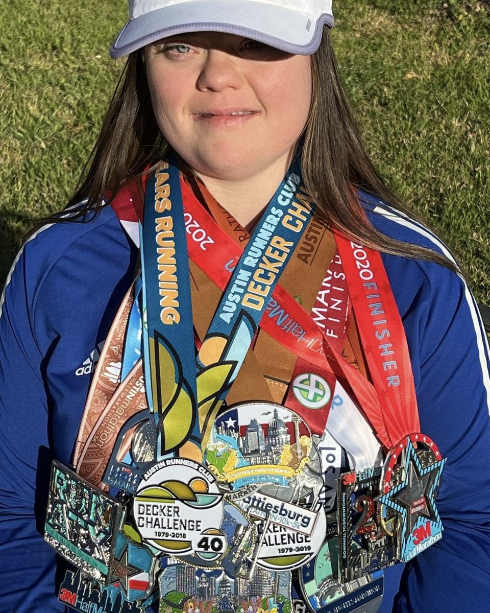 Kayleigh is the first person with Down syndrome to complete the Austin Marathon and has run the Boston Marathon! Since 2015, she has run over 20 half-marathons all over the country. Running has also helped her recover from autoimmune disorders!