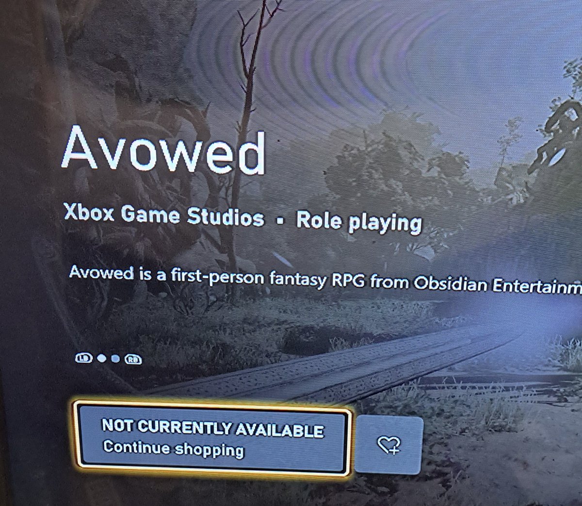 Avowed is actually up on the MS store. (Sorry for the image quality)