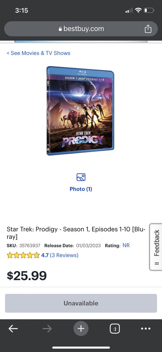 GoodAaron's tweet photo. Wow, it’s true!

#StarTrekProdigy Blu-Ray is selling out everywhere — Amazon, Best Buy, Target, Wal-Mart— in 24 hours!

Seems like people are voting with their wallets… and eager to discover the show! #SaveStarTrekProdigy https://t.co/FoknMJinNi