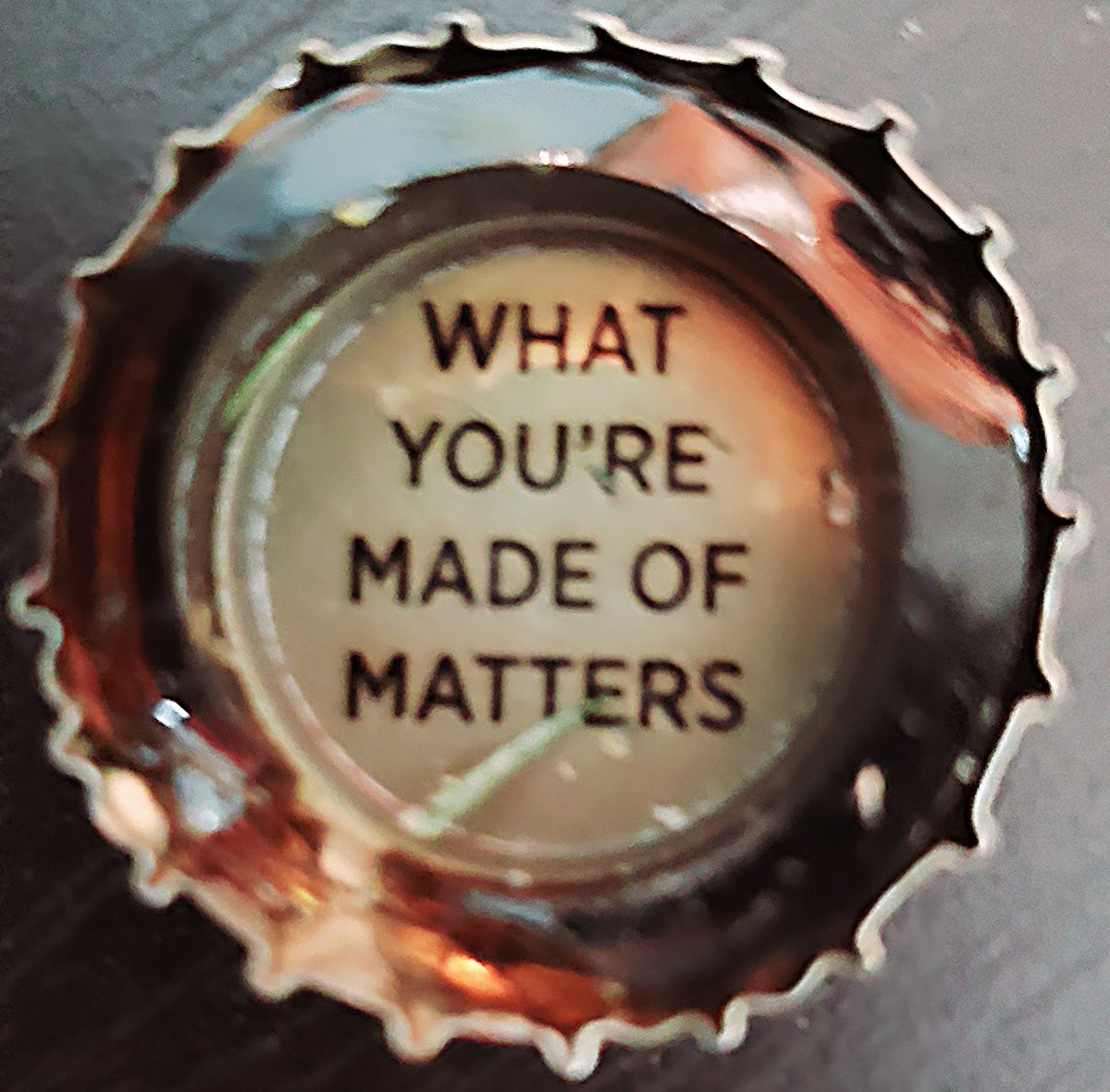 JanesvilleNeil's tweet photo. Broken glass, bent metal, discarded to the curb like a worthless relic; who cares?

Like this bottle cap I found rusting in the gutter, you are made of what you are made of. That is all that matters. 

Do not let anyone who thinks they have all the answers tell you otherwise. https://t.co/a4Q7kltBgF