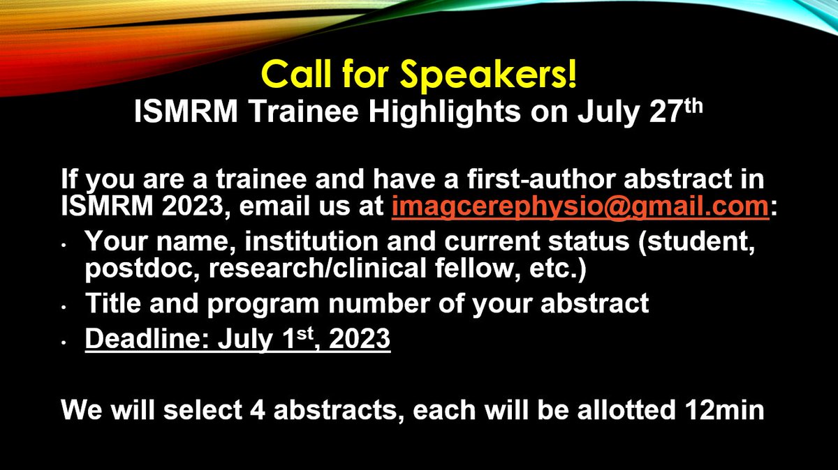 As a tradition of the ICP webinars, we will be hosting a webinar on ISMRM Trainee Highlights! If you are a trainee and want to gain more exposure for your work, please email us your abstract!