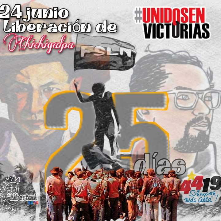 📌24 y 25 de Junio ❤️🖤 1979

– Se libera la Ciudad de Chichigalpa, en el Departamento de Chinandega.

Estamos a 25 días de celbrar un aniversario mas del Triunfo de la Revolución Popular Sandinista.

En #Nicaragua, siempre será 19 de julio.

#JunioEnVictorias