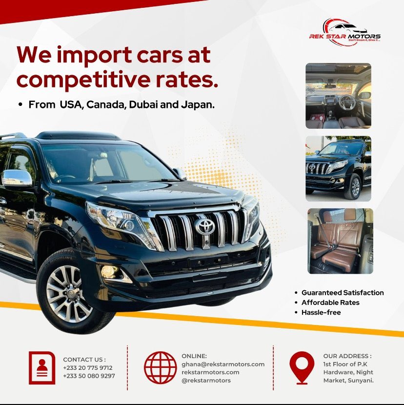 FrempahBrand_'s tweet photo. @Uncle_fiii @hazard_philip We are @RekMotors we import cars at a competitive rate for our customers. Dm as now for more details https://t.co/ATjdn1Cl0n