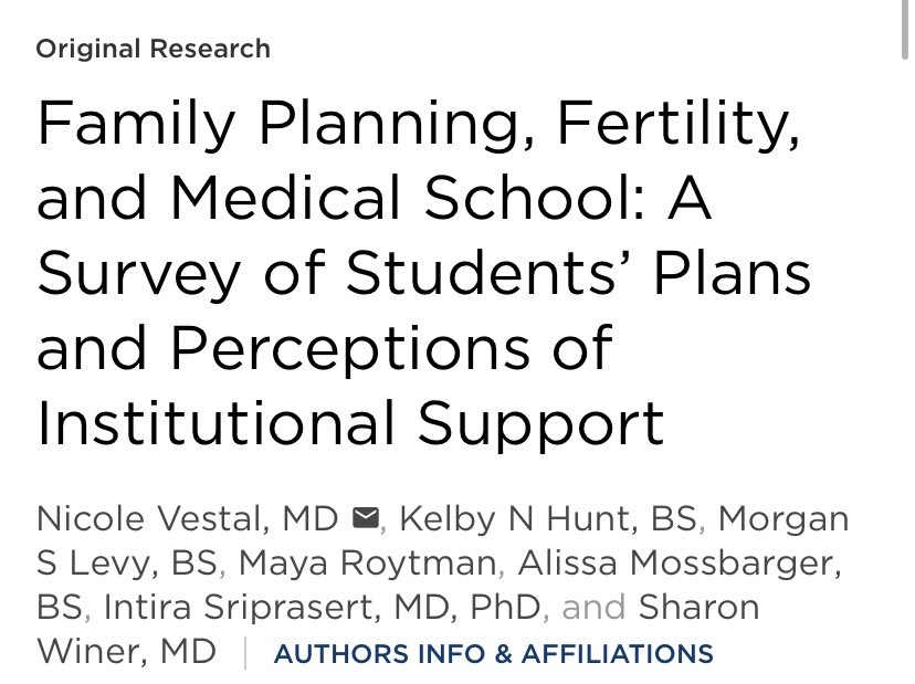 Check out our paper on premed/medical student perspectives on fertility and family building!