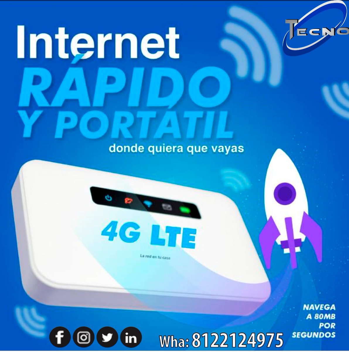 tecnocom's tweet photo. Internet a donde quieras...🤓😎😎 por $250 al mes. https://t.co/6sfNNHfYAz
