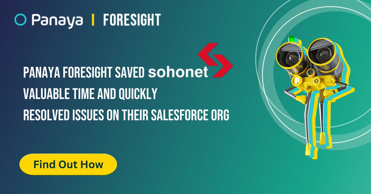 azlidin's tweet image. 🔎 Looking for visibility into your Salesforce Org? Look no further! We are sharing @Sohonet's Salesforce optimization journey with Panaya Foresight with you today 🚀
Read case study here ➡ okt.to/ZMkmJQ
#PanayaForesight #ChangeIntelligence #SalesforceOptimization