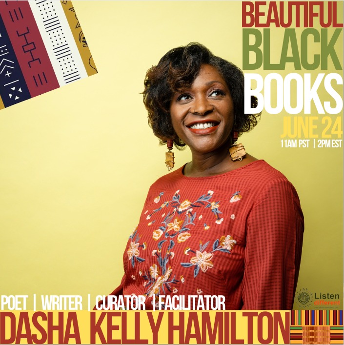 robertpesich's tweet photo. Happening NOW! Beautiful Black Books features Dasha Kelly Hamilton reading and in conversation with host SCC Poet Laureate Tshaka Menelik Imhotep Campbell!
BBB is a recurring program featuring black writers in conversation followed by a Q&amp;A. Join us
https://t.co/qSVU8vcW6c https://t.co/a2IoeCtMKb