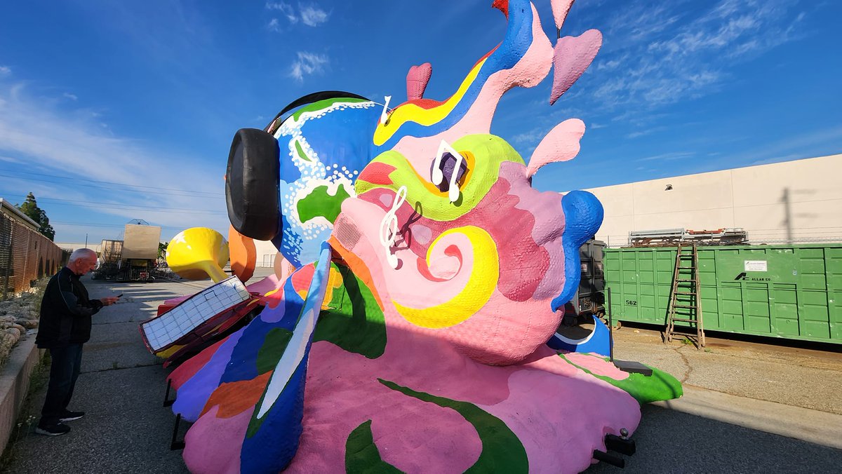 LionsFloat's tweet image. First road test for the Lions International Rose Parade float. This year Lions International celebrates a World of Music with the Rose Parade. #lionsclub #lionsfloat #roseparade #WorldofMusic