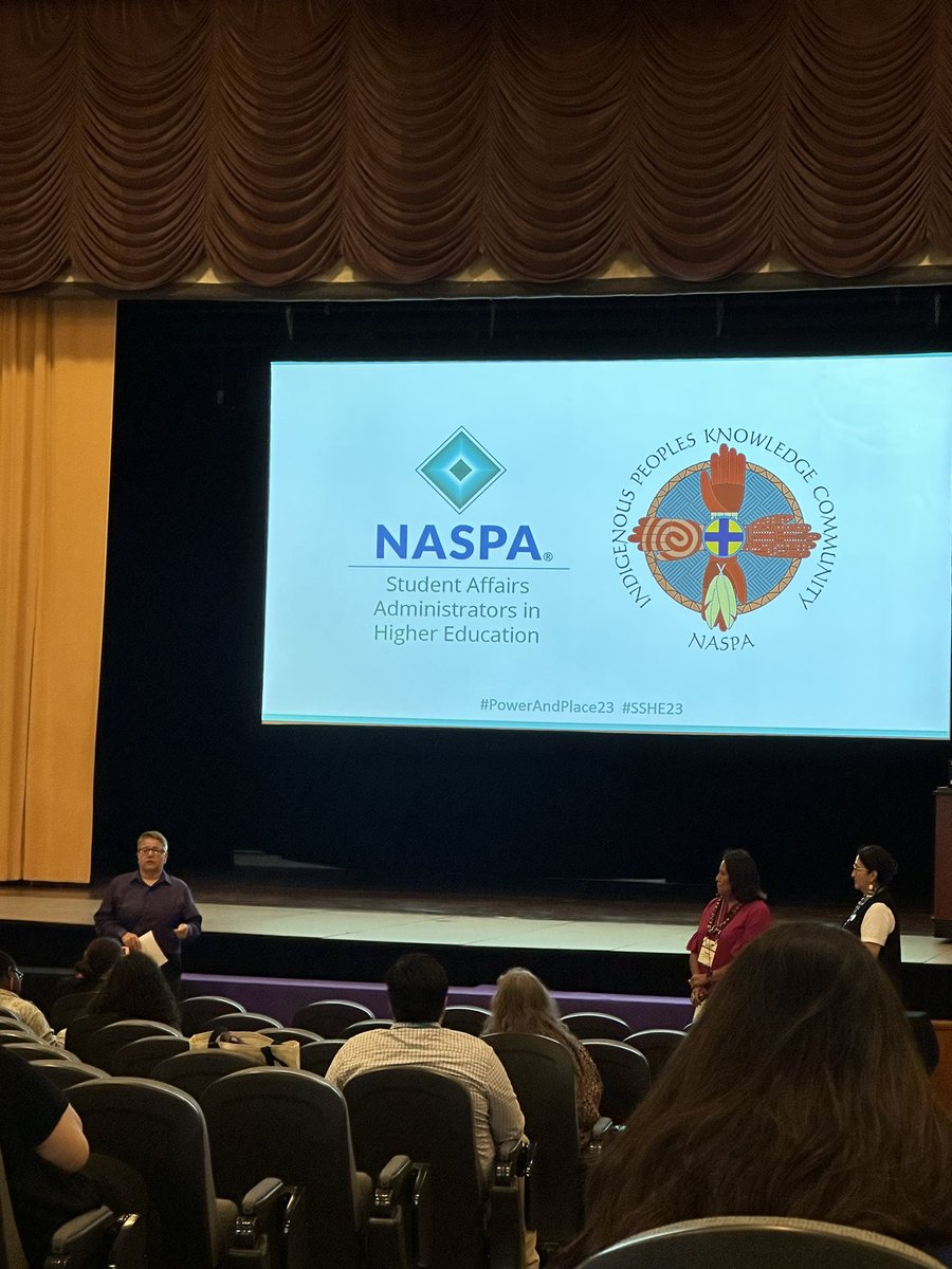 Grateful to be at @fightingindian today for the 2023 Power and Place Symposium as part of #SSHE23. Our @NASPAtweets board chair Dr @Chicora8 addressing the outstanding work of the @ipkc_naspa.