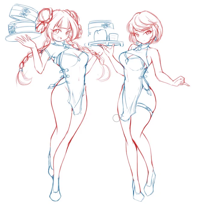 (planned to be) Shen and Yue, teahouse hostesses Another midnight #WIP sketch