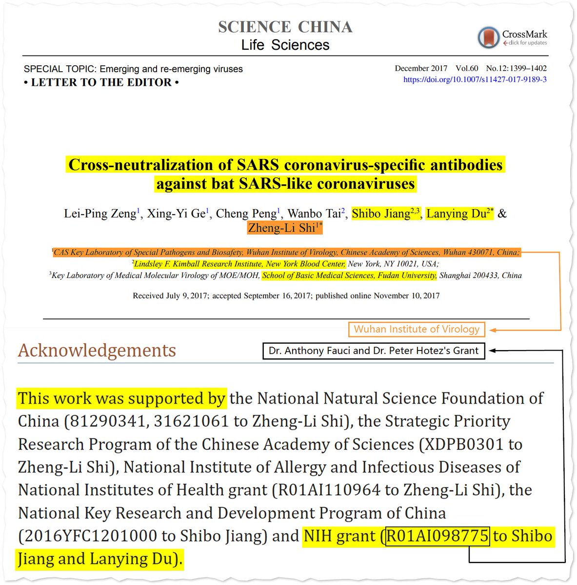 #17 Dr. Hotez's involvement in this complex situation becomes evident when examining his subcontracted funding for these scientists connected to the People's Liberation Army and the Wuhan Institute of Virology, who artificially inserted furin cleavage sites into coronaviruses.