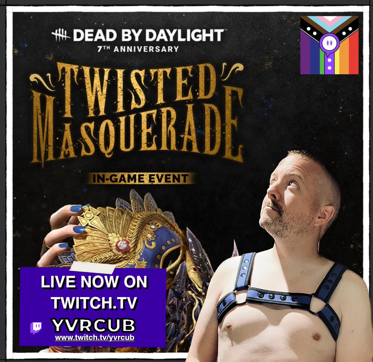 Are we ready for #TwitchLeatherPride? 
Live NOW on #twitch playing some @DeadbyDaylight

Come on over:
➡️twitch.tv/yvrcub 

#SupportSmallStreamers #smallstreamers #SmallStreamerCommunity #twitchtv #smallstreamer #SmallStreamersConnect #DBD #twitch #SupportSmallStreams #tlp
