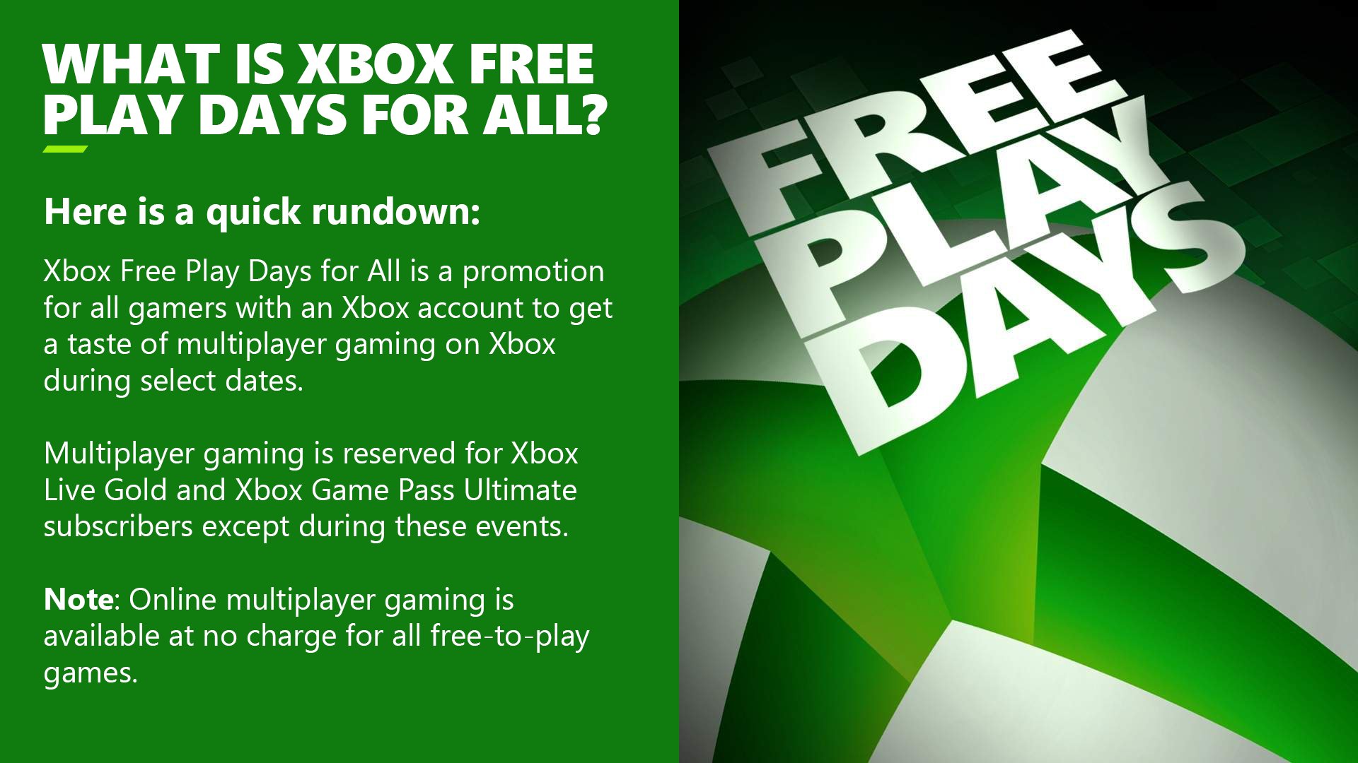 No Xbox Live membership required for online multiplayer on free-to