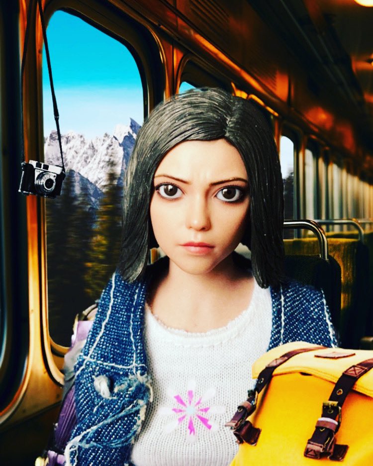 alexiogrenier's tweet photo. #HotToysAlita is now travelling through Canada ! ❤️😯 #AlitaIsTravelling #TrainRide #SnapFilter #AlitaSequel #AlitaArmy https://t.co/HGqM9XqMwQ