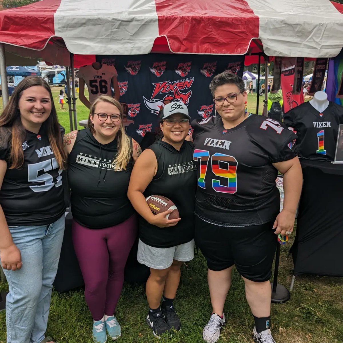 MN_Vixen's tweet photo. The Minnesota Vixen Women's Football team is at Pride with our sister team Minnesota Minx Football !!   Find us in the sports section, booth G6 and G7!  Meet players, register for 2024 tryouts, and enter to win a limited edition MN Vixen Pride jersey!!
https://t.co/ahHfIYPlkU https://t.co/pb3EBzaYVN