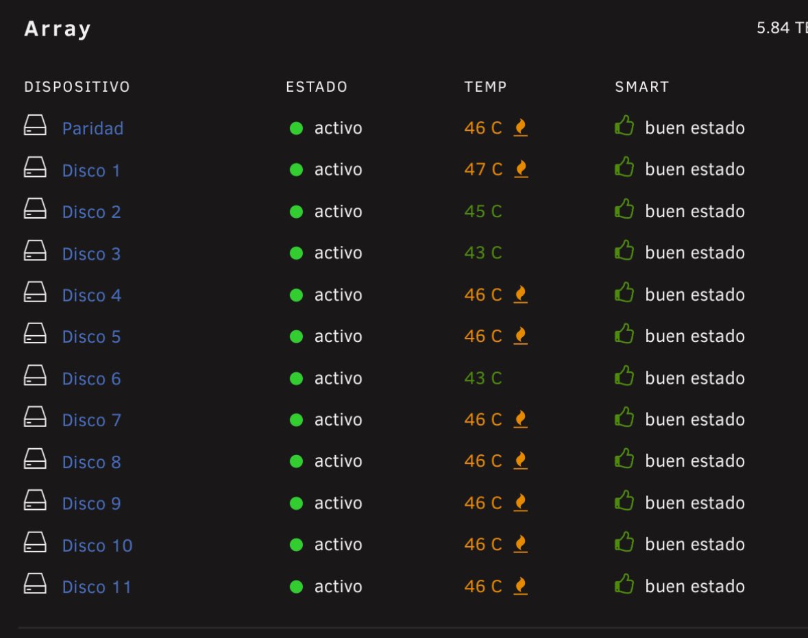 rsastre's tweet image. Tengo el array echando humo.
#unraid