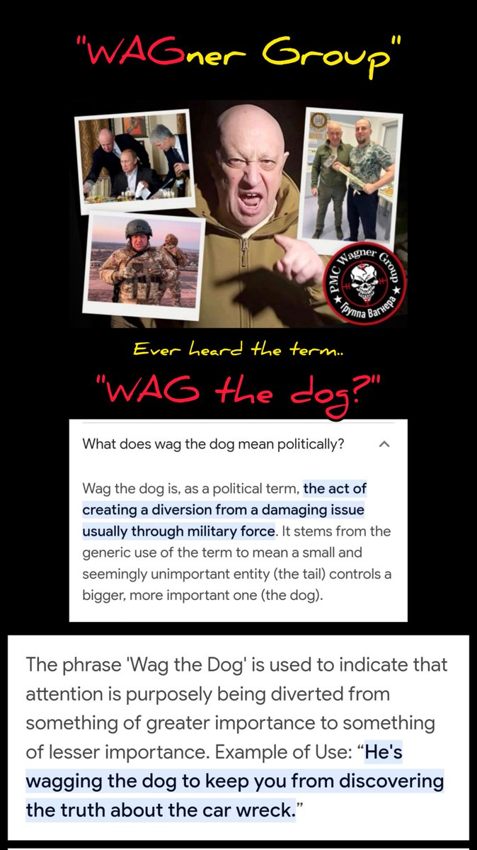 'BREAKING: THE COUP IS OVER | WAGNER’S RETREATING'..
__

That Was Fast 🤡

'#WagTheDog'

Distraction..

#TheMatrixology

twitter.com/MarioNawfal/st…