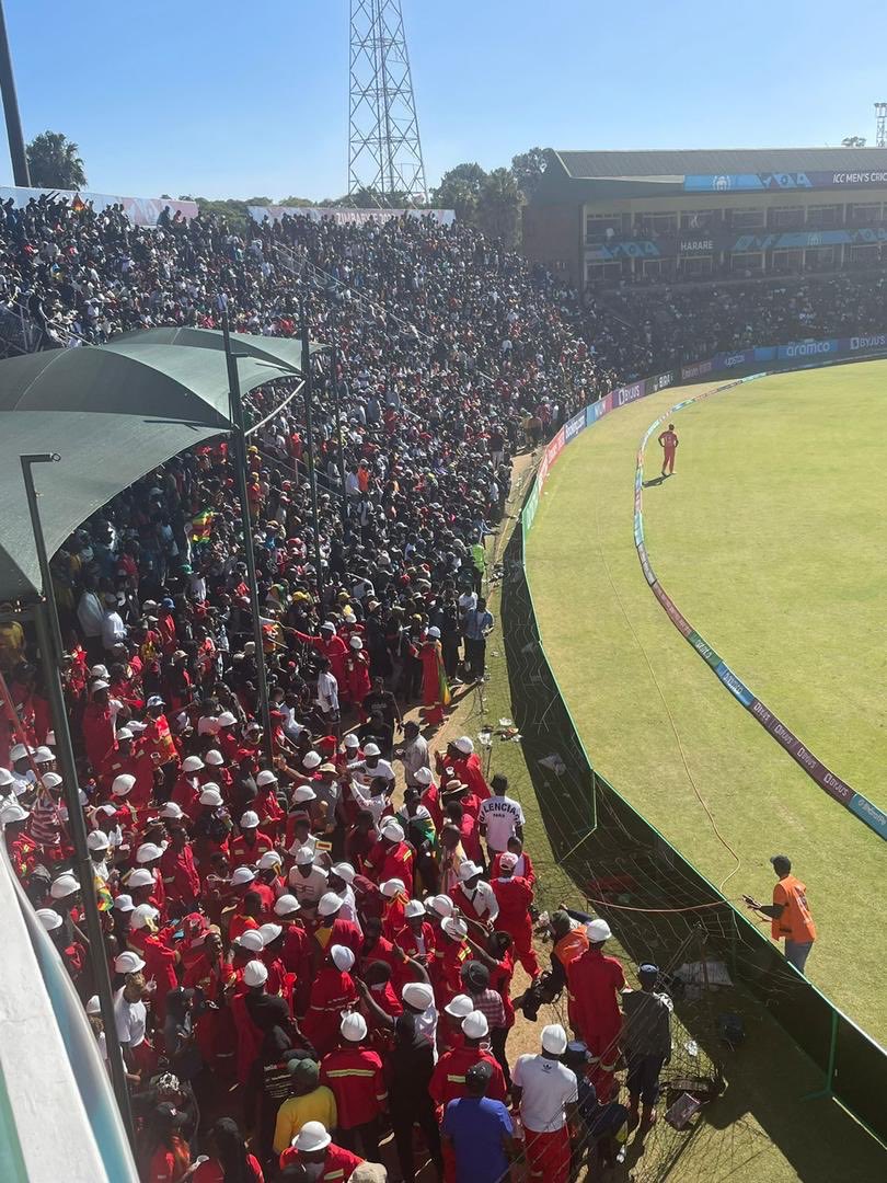TendaiDara's tweet photo. Zimbabweans will support you; you just have to earn it rather than ask for it. 

Most people started going to cricket matches without a clue about the game and learned later, while others still don't understand the game at all but go out to support the Chevrons.

📸: whoever captured this moment, thank you.