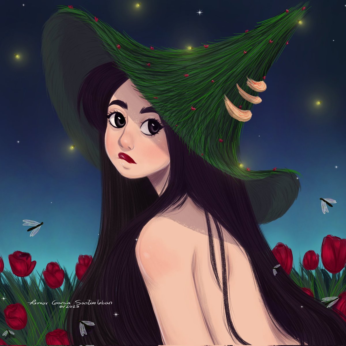 Really late GM😅
Here you have a little witch among tulips🌷
I enjoyed creating her, I tried new ways of working.I colored and then added lineart and it happens to be better for me this way😁
I love tulips, I hope one day I can buy a lot to fill many glasses🤞🏻
🌷Have a nice day🌷