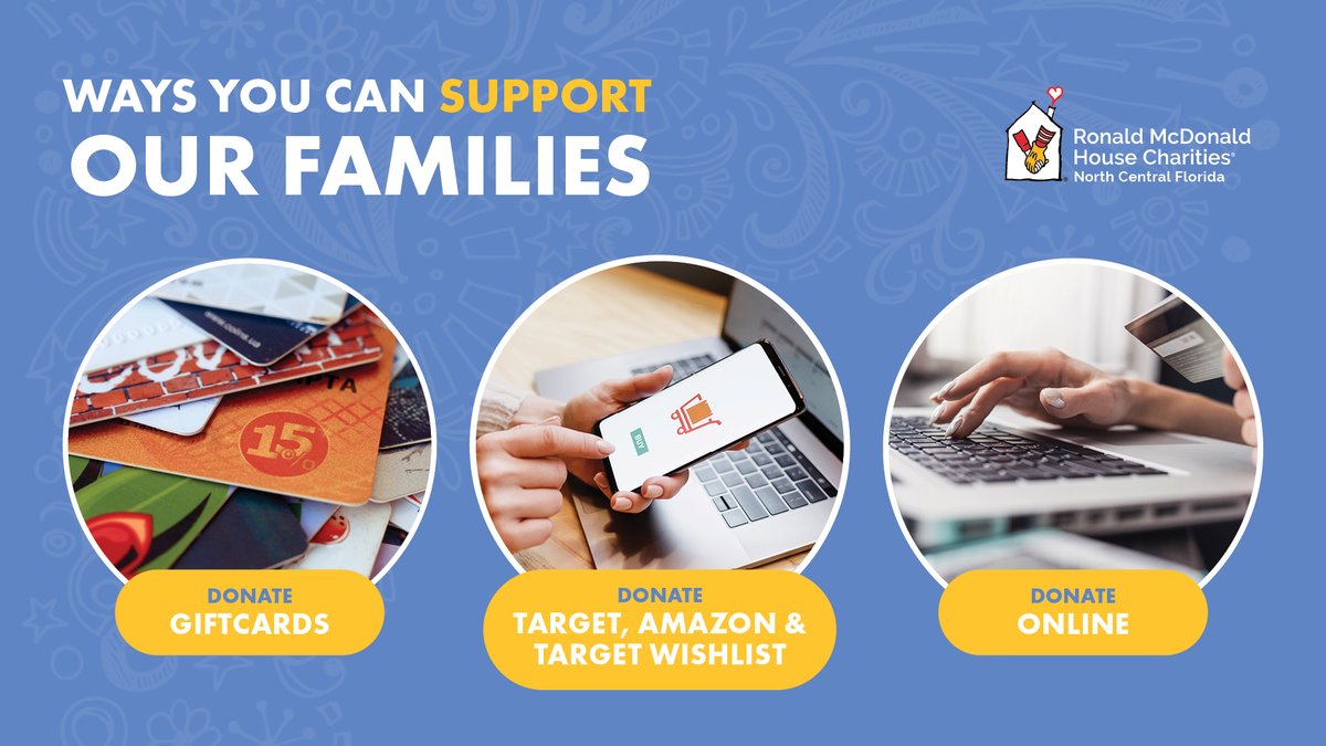 Looking for ways to show support? There are many ways to make a difference and #payitforward for our families. Donate gift cards, contribute online, or shop our wish lists. #KeepingFamiliesClose can seamlessly fit into your life. Learn more at rmhcncf.org 💖🏡#forRMHC