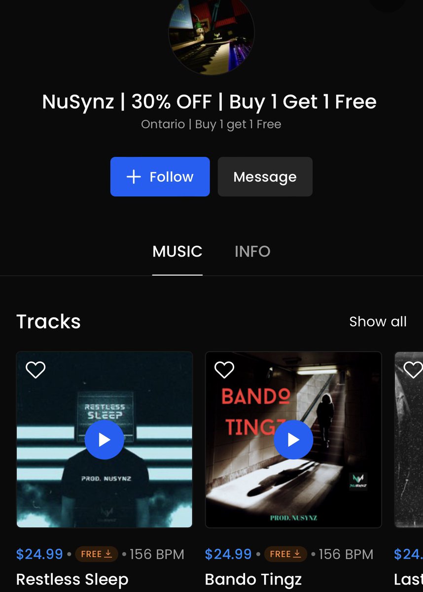 🚨30% OFF🚨

Plus Buy 1 Get 1 Free! Can’t get any better. 

Get your beats here 👉🏽 beatstars.com/nusynz 

Limited time only ⏱️ Sale ends July 2nd! 

#producerlife #beats4sale #hiphop #Artists