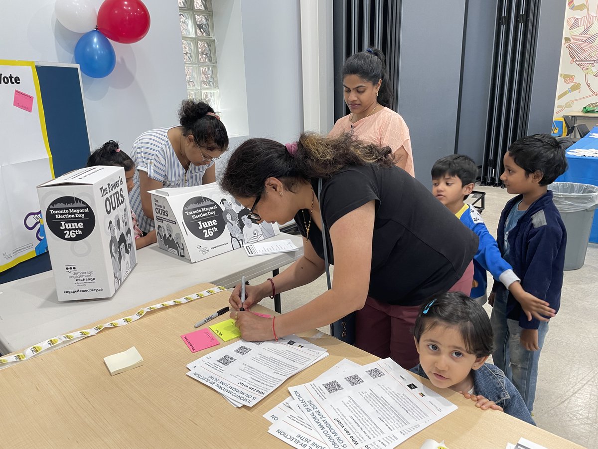 Engaging future voters at our Election booth at today's Taste of Taylor Massey event! 
The final push before Monday June 26 (election day) is impt, but building interest and knowledge in the democratic process in the community must happen all year-round and start early! #TOelxn