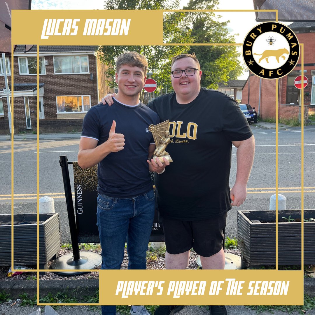 BuryPumasAFC's tweet photo. Our Players’ Player of the season:

Big well done to @_lucasmason 👏👌🏻 https://t.co/yOHrMTPX9c