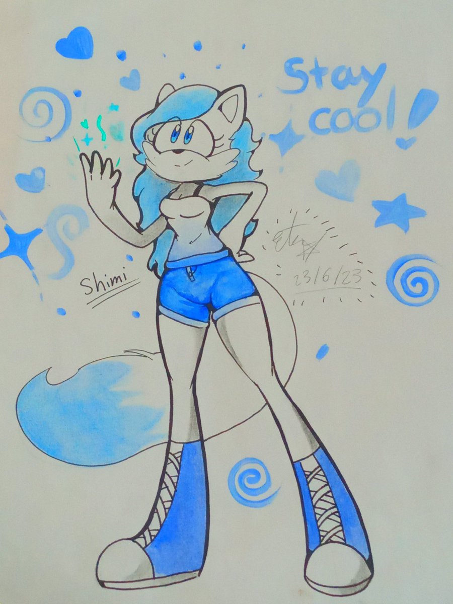 Shimi wants you to stay cool this summer! 💙☀️❄ #SonicOC #traditionalart