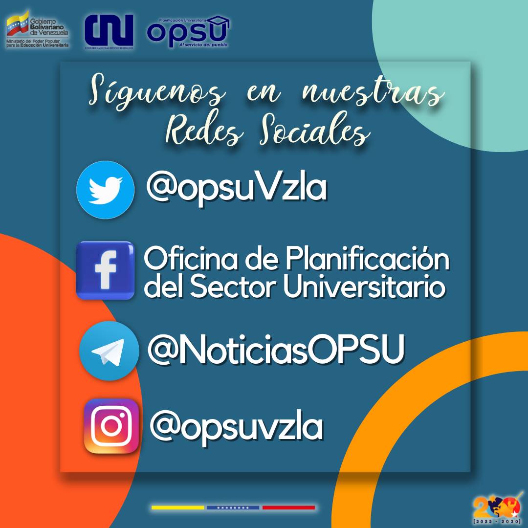 mppeduniv's tweet image. Entérate del acontecer universitario a través de las redes sociales de la Oficina de Planificación del Sector Universitario #OPSU

¡Síguelas! 

#TuEresElFuturoDeVenezuela
