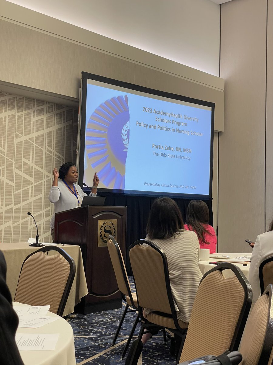 VCPASHA_RN's tweet photo. Congratulations to Portia Zaire from THE Ohio State University on her recognition as the Policy and Politics in Nursing fellow for @AcademyHealth Great work! #ARM23 https://t.co/xRihS5ZAsJ