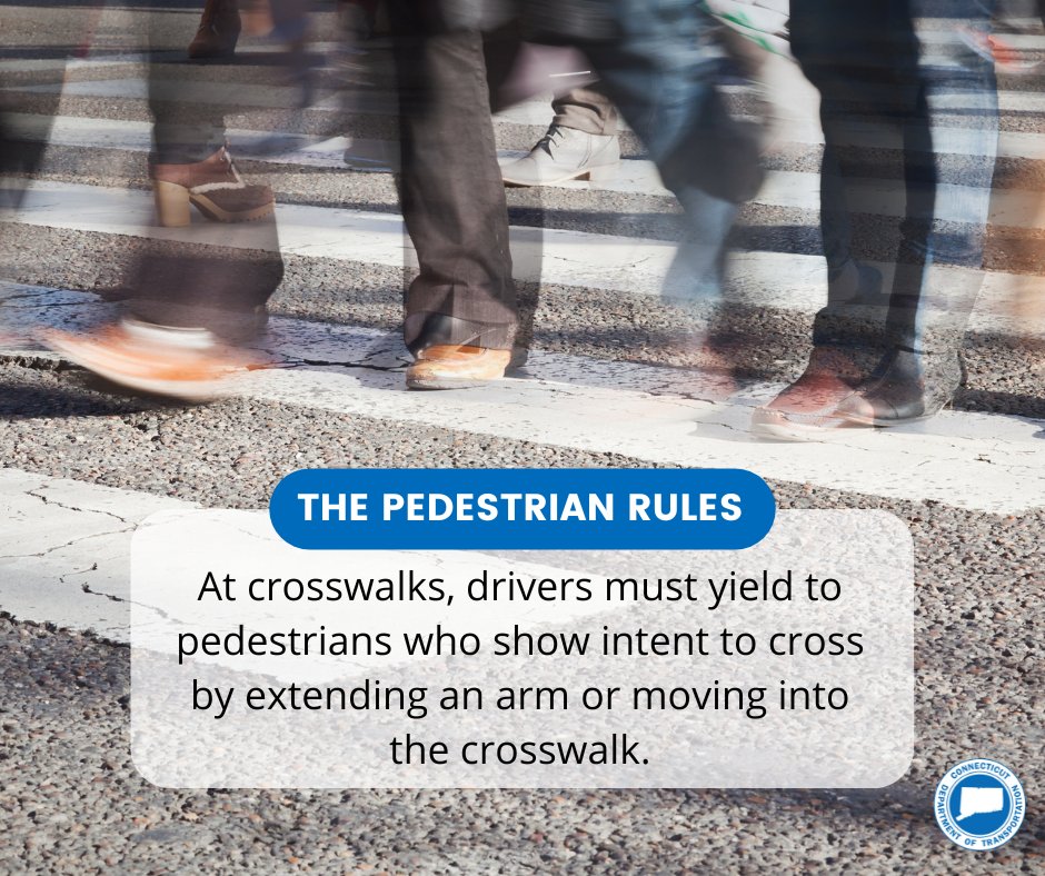 CTDOTOfficial's tweet photo. On average, a #pedestrian is killed in a crash every 85 minutes (via @NHTSAgov) across the U.S. When driving, make sure you always yield to pedestrians who are about to cross. For more safety tips, visit https://t.co/ZAFNfXv2SN.
#TravelSafe #WatchforMe #PedestrianSafety https://t.co/KEhQWh75gz