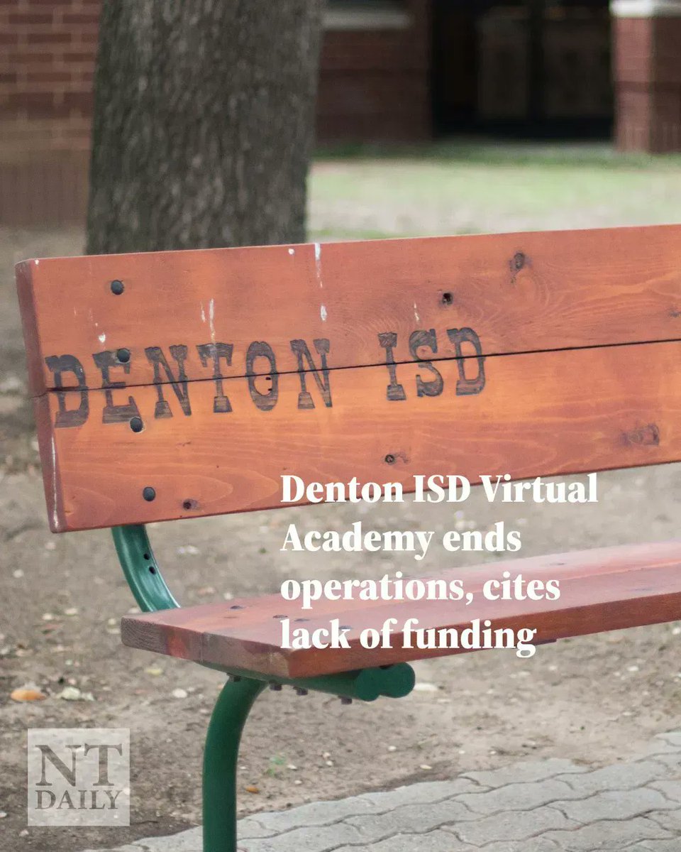 ntdaily's tweet photo. NEWS: Denton ISD Virtual Academy ends operations, cites lack of funding 

📝: @smNorthTexas 
📸: Makayla Brown 

Read more: https://t.co/3uln2L18p8 https://t.co/aywUfB6C6c
