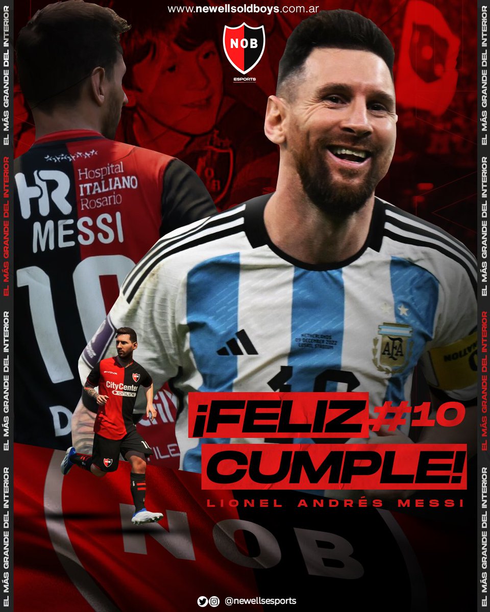 Un campeón de festejo 🏆🥳 ➡️ En el día de hoy cumple años el mejor jugador de todos los tiempos: Lionel Messi 🐐 ¡Feliz cumpleaños, Lío! 🎂🔴⚫