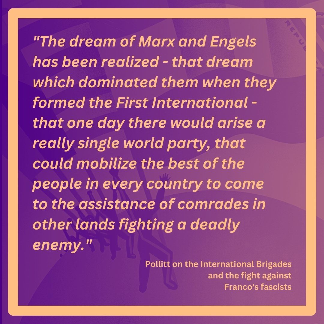 Pollitt was a true internationalist and answered the call to arms when the shadow of fascism was cast over Spain.
@CPBritain @cpbmerseyside @CPB_EastLancs @IBGtrManchester @pedal4progress @RedmondEddy @CaltonBooks @chapter3_ii @yclbritain