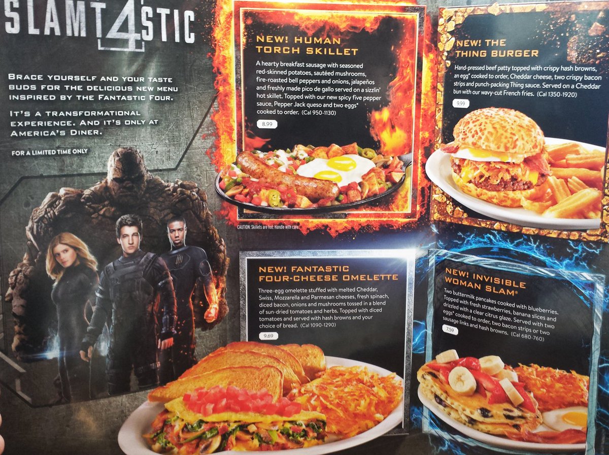 Don't forget the Human Torch Skillet, Fantastic Four-Cheese Omelette, or the *ahem* INVISIBLE WOMAN SLAM. 

WHO CAME UP WITH THIS???