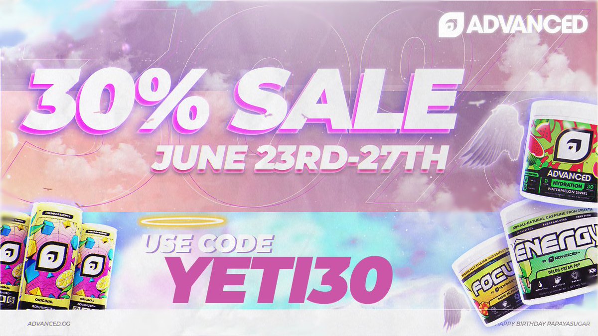 YetiOnAUnicycle's tweet photo. I heard some of you might be looking for 💥SALE💥
Use CODE YETI30 for 30% off @ADVANCEDgg
(And don’t forget to wish @PapayaSugar a happy birthday on the 27th) 💜💚💜💚
#advancedgg #advancedfam #yetigang #sale #SaleAlert #discount #streamer #KickAffiliate #KickArmy #livestream https://t.co/COSPqzgOeA
