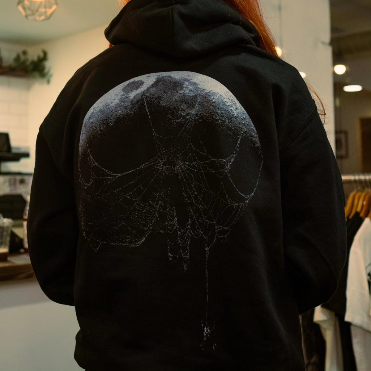 moonmaterials's tweet photo. Coming Tuesday 27th June at 7pm - https://t.co/0PaSpkqCua 🖤

Hoodie in collaboration with @miserytakeme 🕷️🕸️ 

Shorts as well as matching cropped zip up hoodie will also be available! 🌙

📸 @ daisyhphotography https://t.co/YhKzFASa83