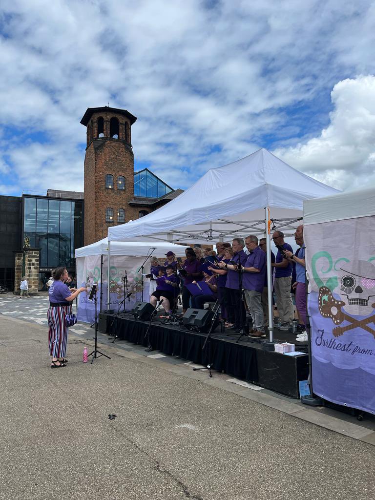 NadinePeatfield's tweet photo. Another great event today- @FurthestFromSea entertained #Derby all day and last night too. Proud to say I think this was my choir’s best performance to date! @SingFYS #derbados #furthestfromthesea #derbymusicscene https://t.co/sanlU5zrhx