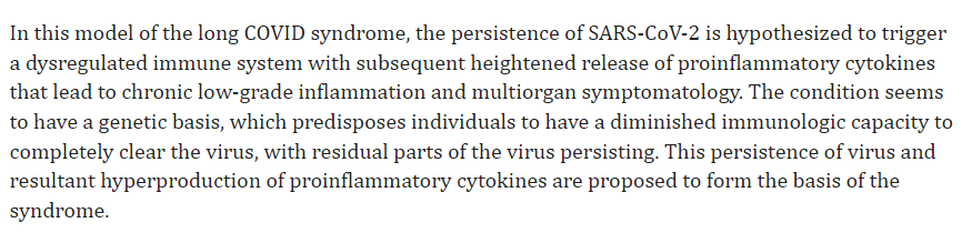 MichaelCWilder's tweet image. #LongCovid My Hypothesis Model==>Genetic->Immune Deficiency-->Cant Clear Virus-->Chronic Immune Stimulation-->Low Grade Inflammation-->Inflammatory/Autoimmune Diseases/Organ Failure-->Shortened Lifespan; Based on the below model: ncbi.nlm.nih.gov/pmc/articles/P…